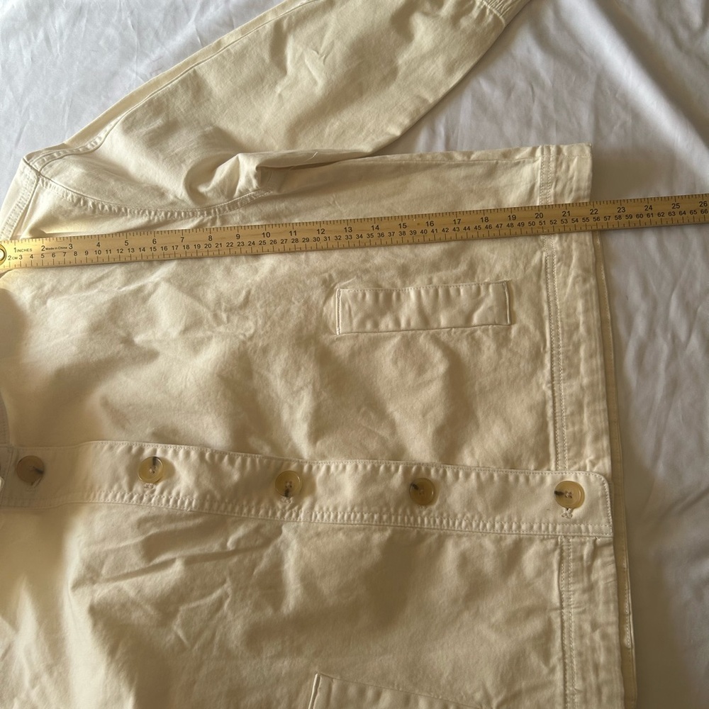 Caslon Cream Button Front Jacket Size L Stand Collar Lightweight Utility